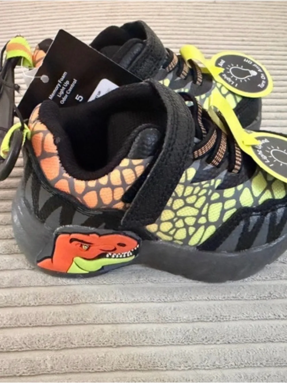 Athletic Works Lime Green and Black Kids Light-Up Sneakers